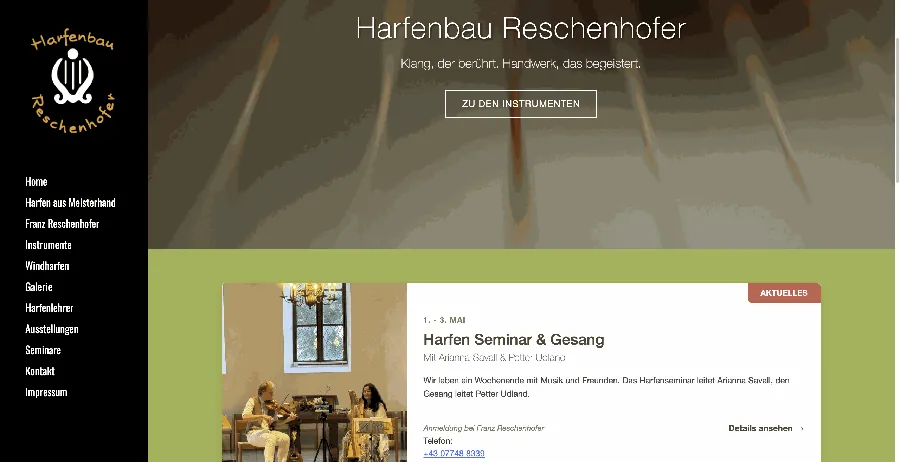 Harfenbau Reschenhofer: Moderne Web-Architektur für traditionelles Handwerk